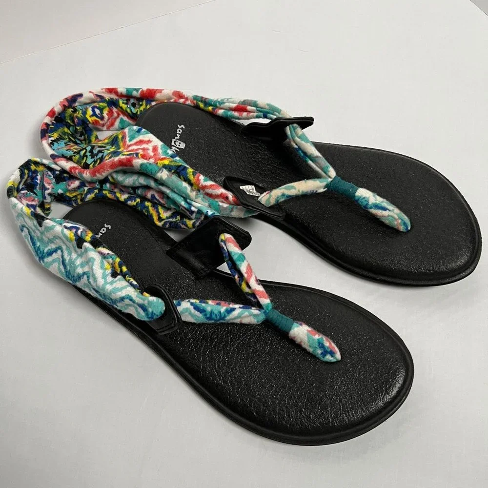 Sanuk‎ Sandals Yoga Sling Mat Size 8 Thong Fabric Flip Flop Flats